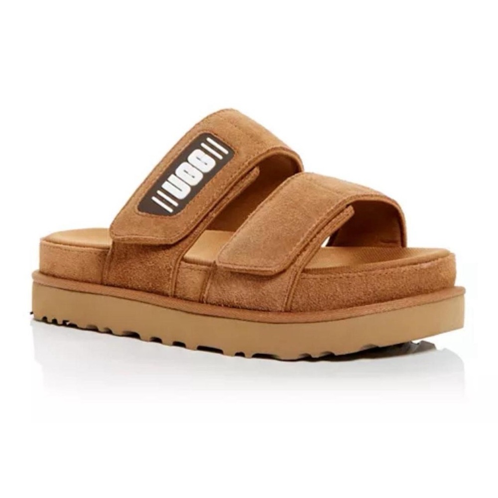 UGG Tan Suede Double-Strap Platform Sandals